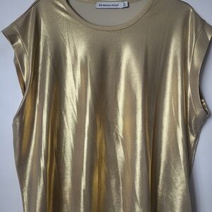 Rebecca Minkoff Metallic Gold Cap-Sleeve Tank